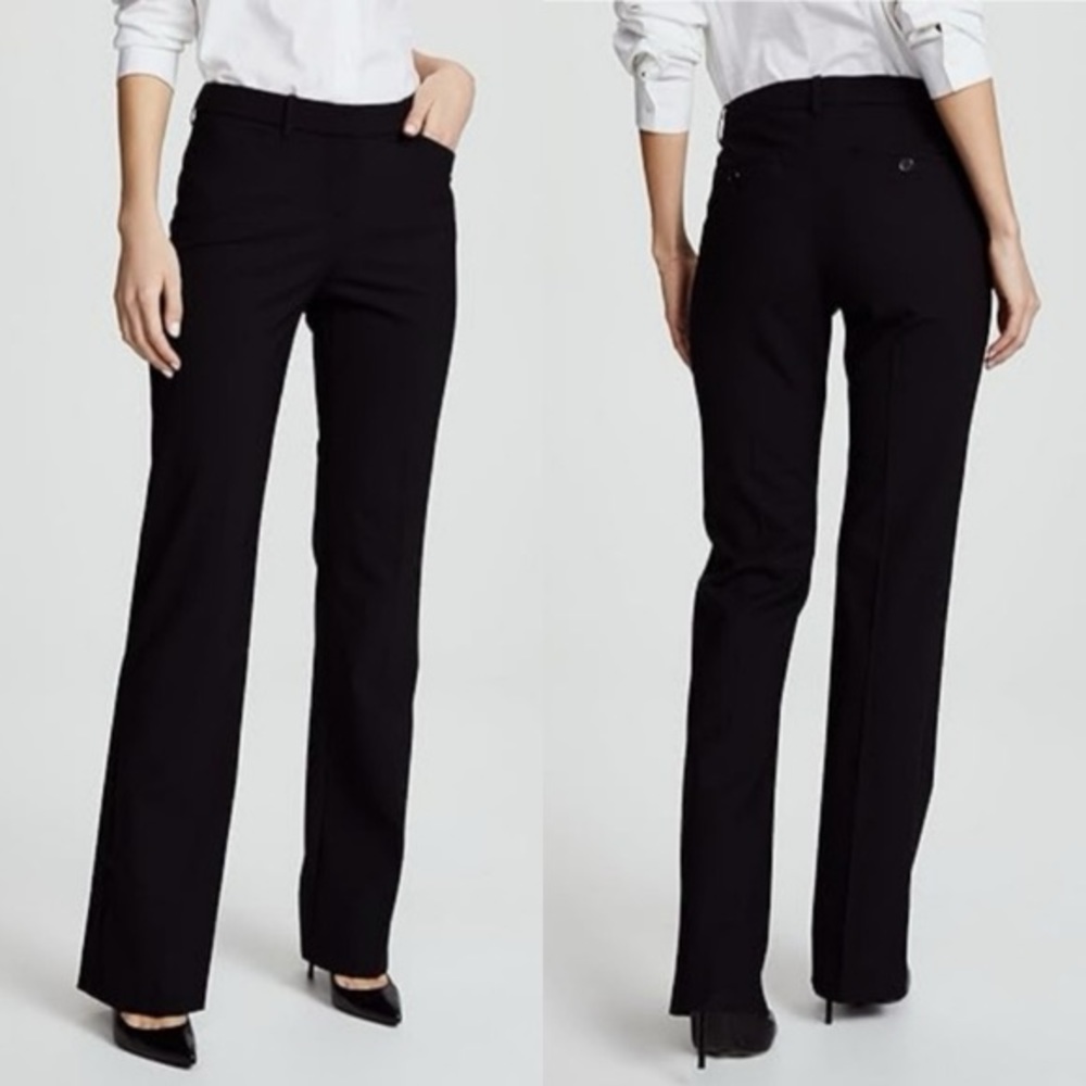 THEORY Wool Blend Straight Leg Trouser Black Size 10 - Picture 1 of 15